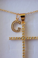 Large Diamond Cross & Initial (Rolo Chain)