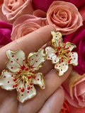Large Hibiscus Earrings (white)