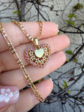 Vintage Style Heart Necklace (Red)