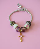 Pink Cross Charm Bracelet
