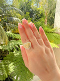 Double Halo Nugget Heart Ring