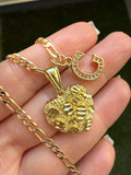 Larger High Shine Nugget Heart & Initial