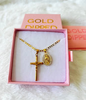 Gold Crucifix & Mary