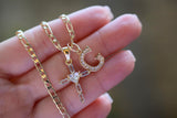 Baguette Heart Cross & Initial