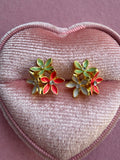 Flower Bouquet Studs (red, green, grey)