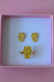 Gold Kitty Earrings & Ring Set (Package Deal)