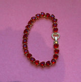 Heart Tennis Bracelet (Red)