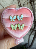 Enamel Butterfly Studs (Teal or Green)