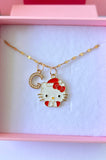 Xmas Kitty With Initial (Thin Chain)