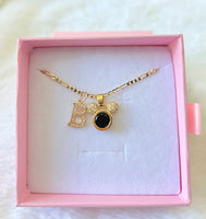 Black Mouse Necklace With Initial