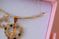 Rainbow Icy Mary Heart & Initial