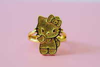 Gold Kitty Earrings & Ring Set (Package Deal)