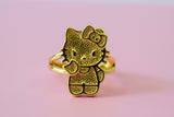 Gold Kitty Earrings & Ring Set (Package Deal)