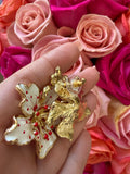 Large Hibiscus Earrings (white)