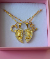 Diamond Mother Mary Heart Set With Initials