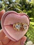 Floral Heart Earrings (White)