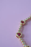 Red Bezel Heart Tennis Bracelet