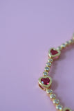 Red Bezel Heart Tennis Bracelet