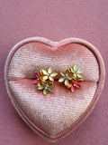 Flower Bouquet Studs (teal, hot pink, white)