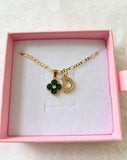 Malachite Lucky Clover & Initial