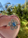 Icy Blue Flower Ring