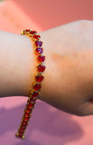 Heart Tennis Bracelet (Red)