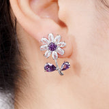 Purple Flower Earrings