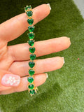 Heart Tennis Bracelet (Green)