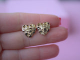 Diamond Cut Nugget Heart Earrings