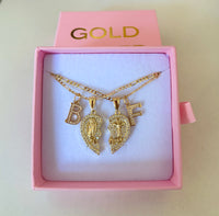 Diamond Crucifix & Mary Heart With Initials
