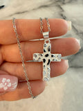 Silver Nugget Cross (Rolo Chain)