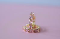 Pink Marquise Huggie Hoops