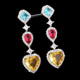 Multi Gemstone Drop Earrings