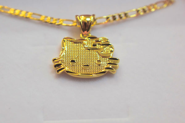 Gold Kitty Necklace & Earrings Set (Package Deal