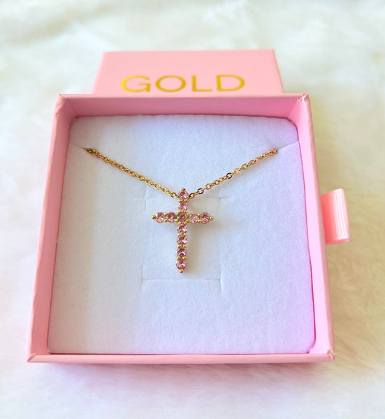 Pink Slider Cross (Gold)