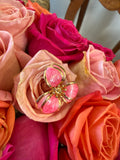 Large Pink Flower Earrings