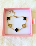 Icy Black Lucky Clover Bracelet