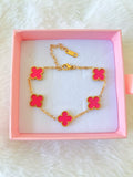 Magenta Lucky Clover Bracelet