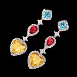 Multi Gemstone Drop Earrings