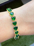 Heart Tennis Bracelet (Green)