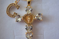 Heart Mary Cross & Initial (White)