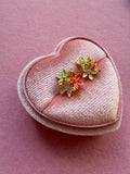 Flower Bouquet Studs (red, green, grey)