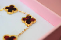 Burgundy Lucky Clover Bracelet