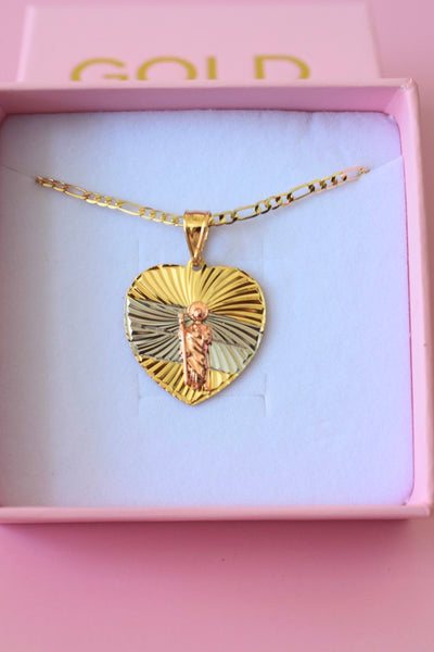 Large Tricolor Saint Jude Heart Necklace