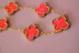 Hot Pink Lucky Clover Bracelet