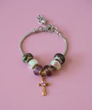 Pink Cross Charm Bracelet