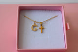 Mini Cross With Initial (Rolo Chain)