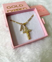 Iced Out Mary Cross & Initial