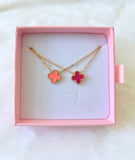 Pink Clover Necklaces In 2 Shades: Package Deal