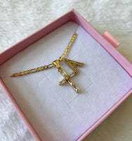 Baguette Diamond Cross With Initial